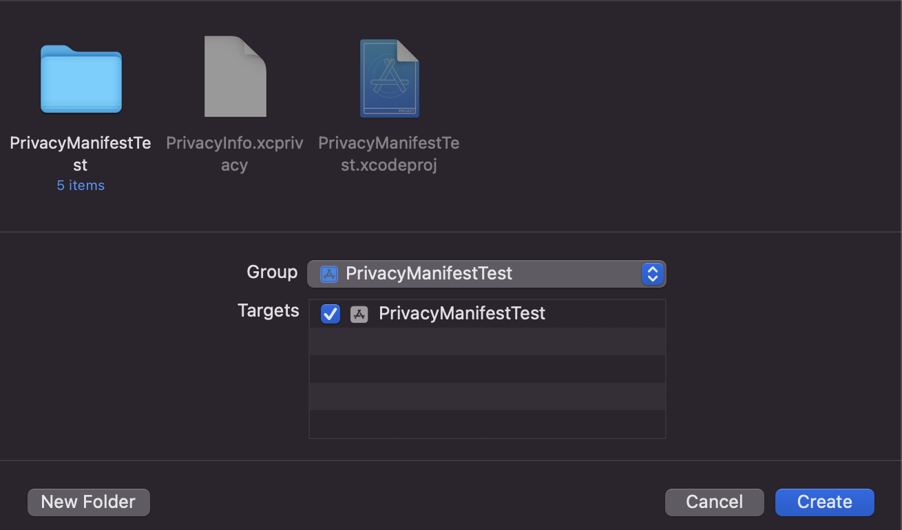  Specifying the target for the Manifest 