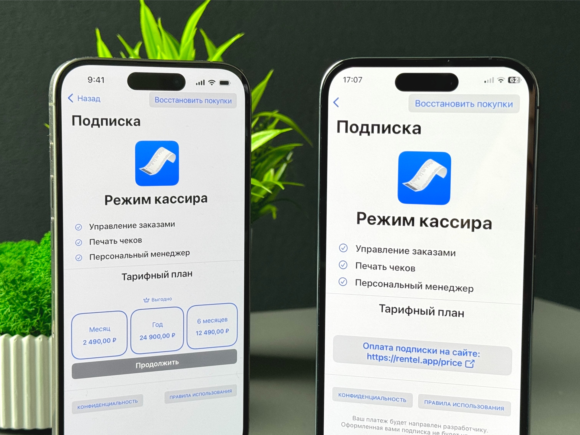 В приложении нельзя указывать тарифы