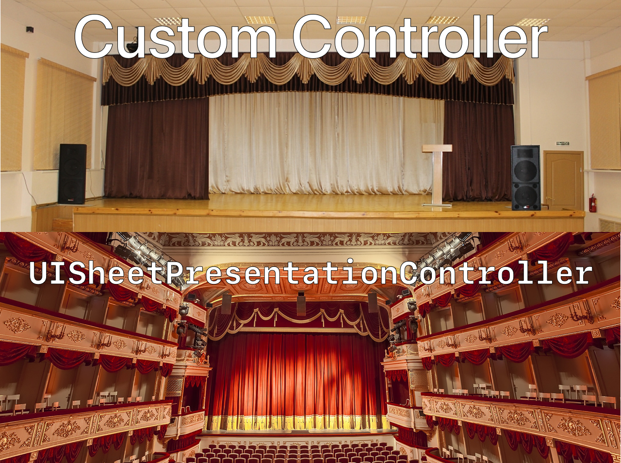  Сравнение кастового контроллера с UISheetPresentationController 