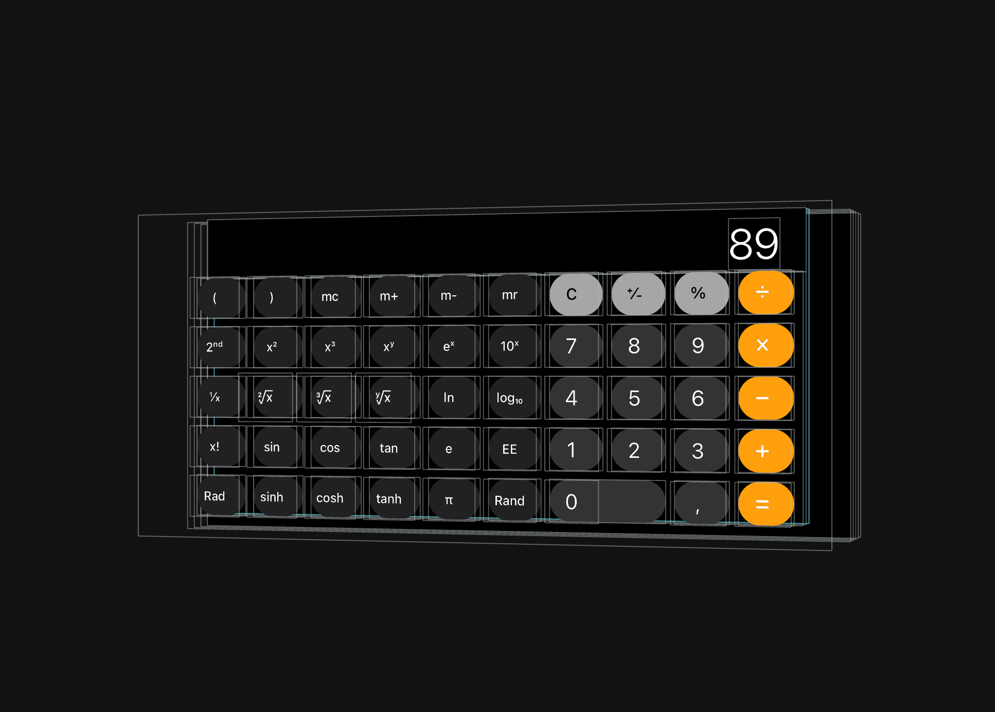  Hierarchy of the Calculator\'s landscape orientation views 